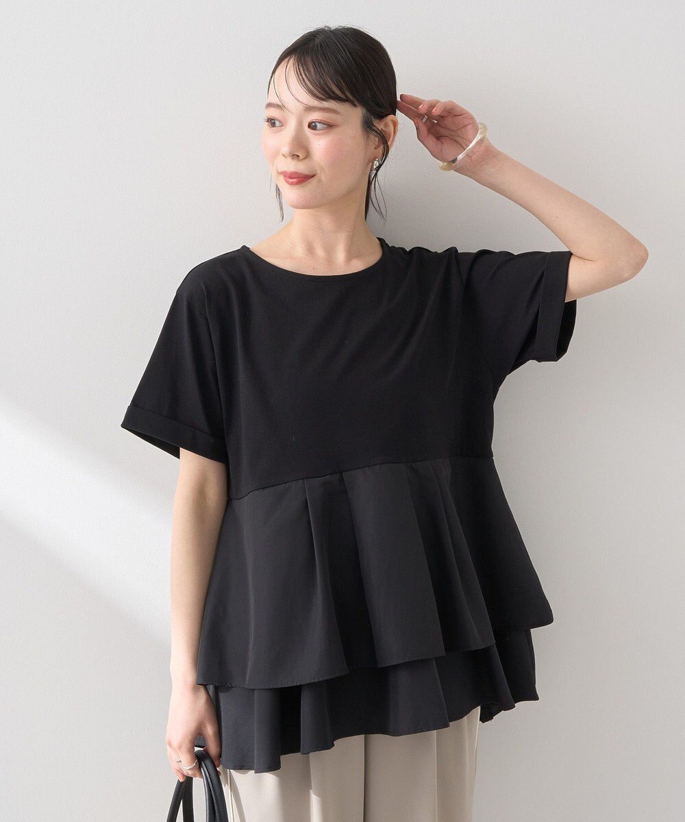 earth music&ecology 異素材バックプリーツチュニック 