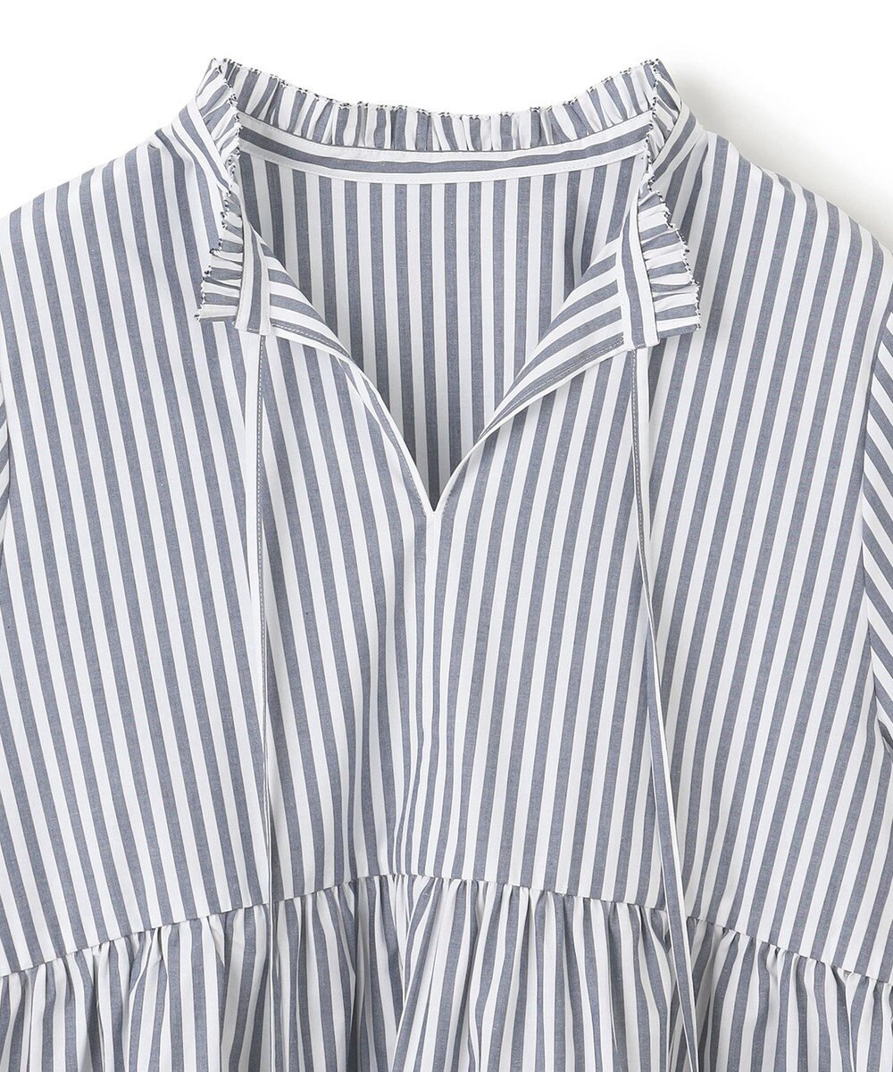 UNFILO コットンブロード フリルネックシャツ 