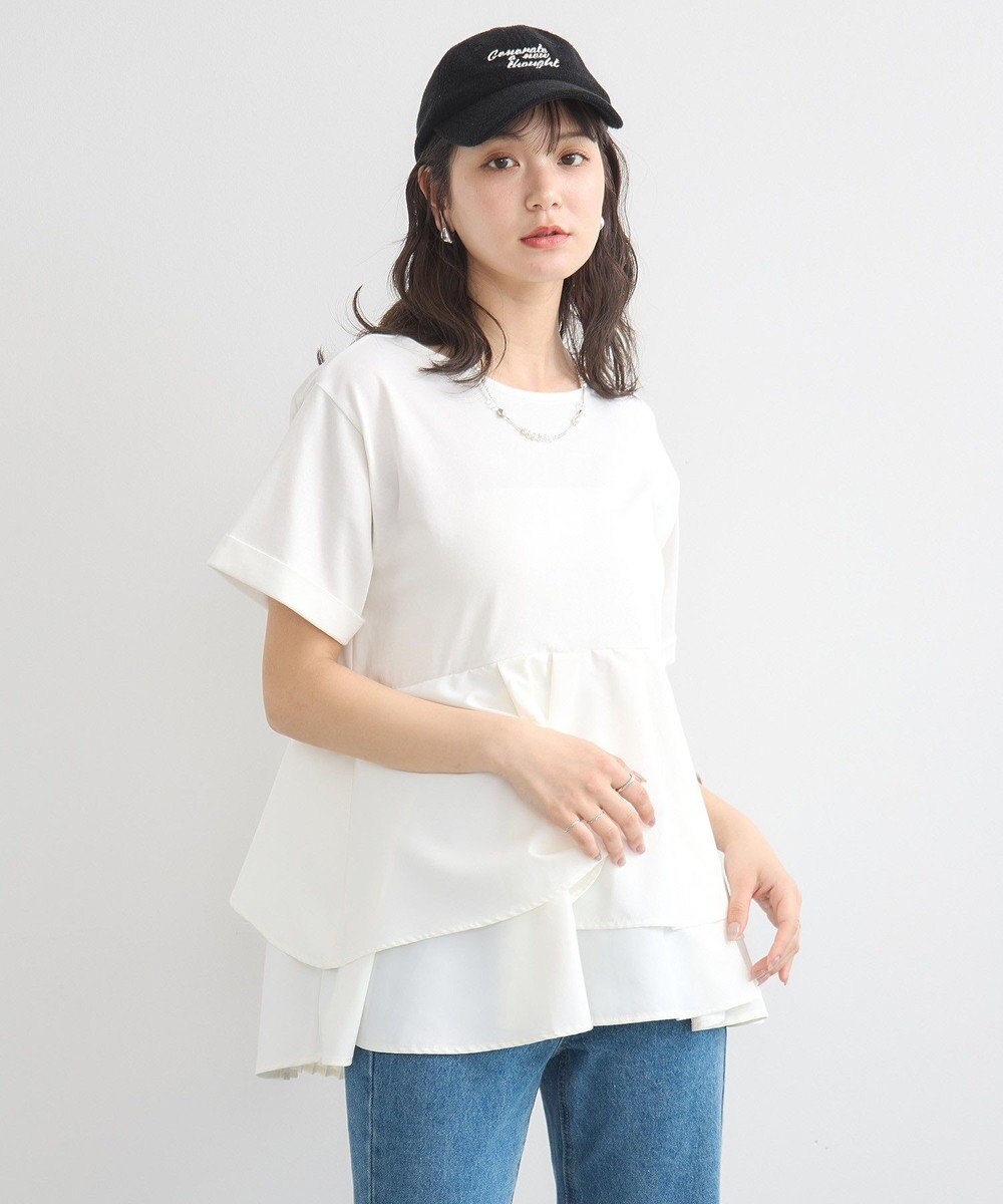 earth music&ecology 異素材バックプリーツチュニック 