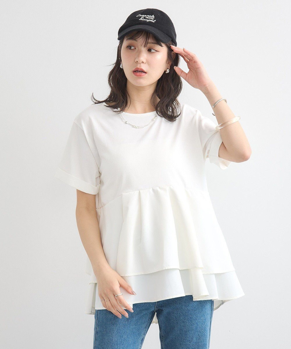 earth music&ecology 異素材バックプリーツチュニック 