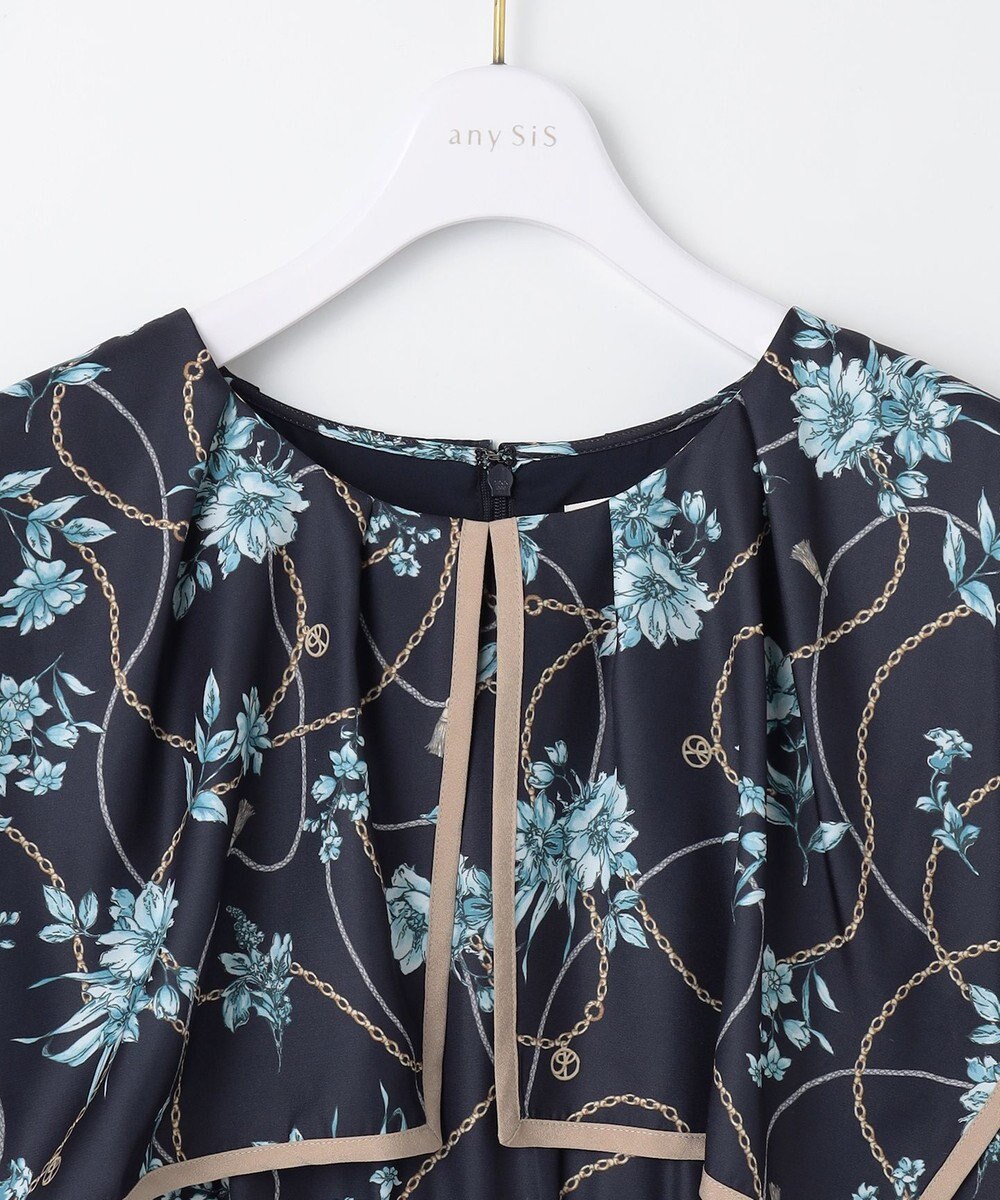 ANY SIS L 【洗える】スカーフデザインプリント ワンピース 