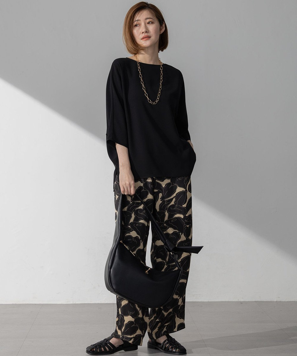 23区 L 【洗える】Ratti フラワーアートプリント ワイド パンツ 