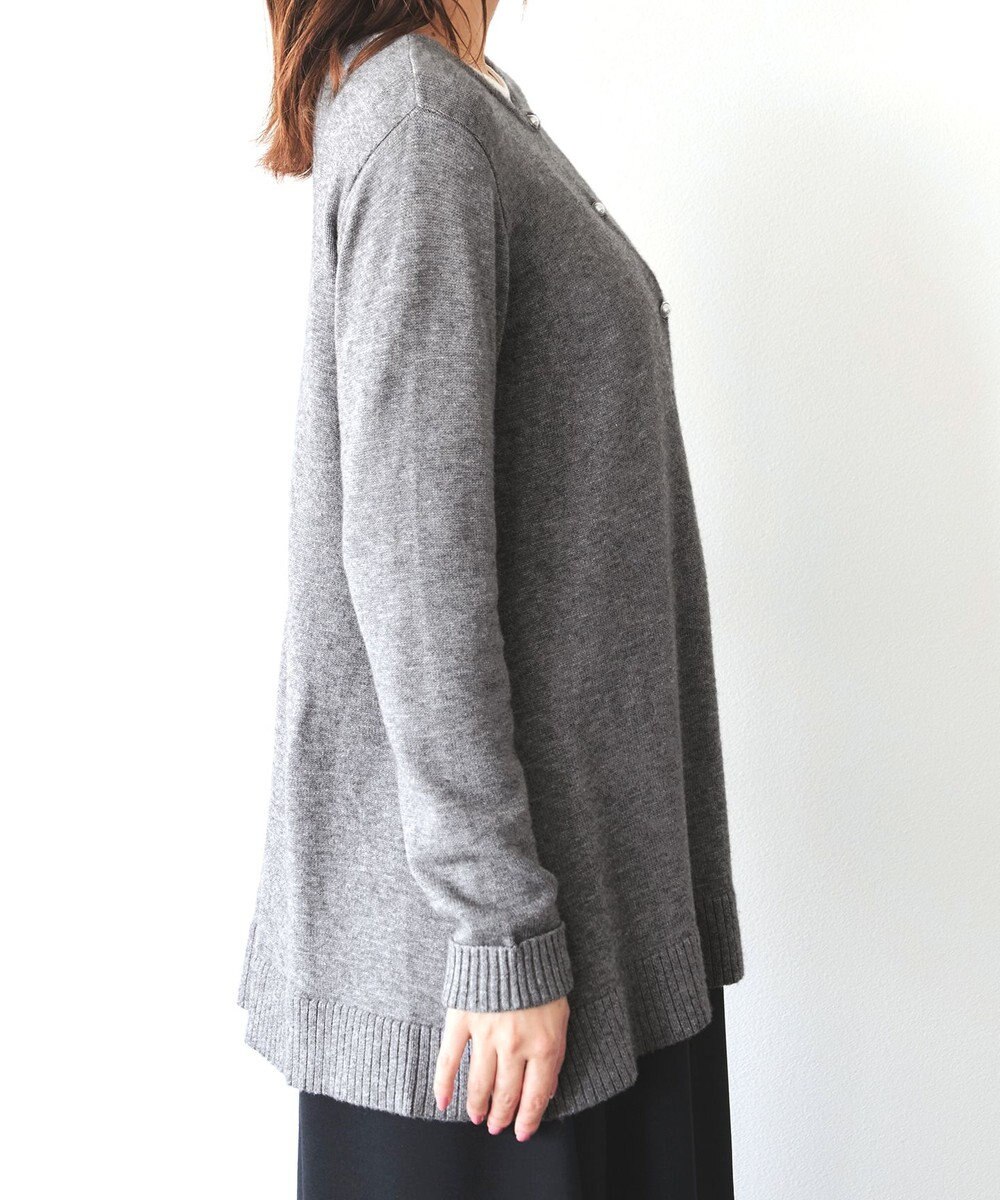 Tiaclasse 【洗える】ラウンドネックミドル丈ニットカーディガン 