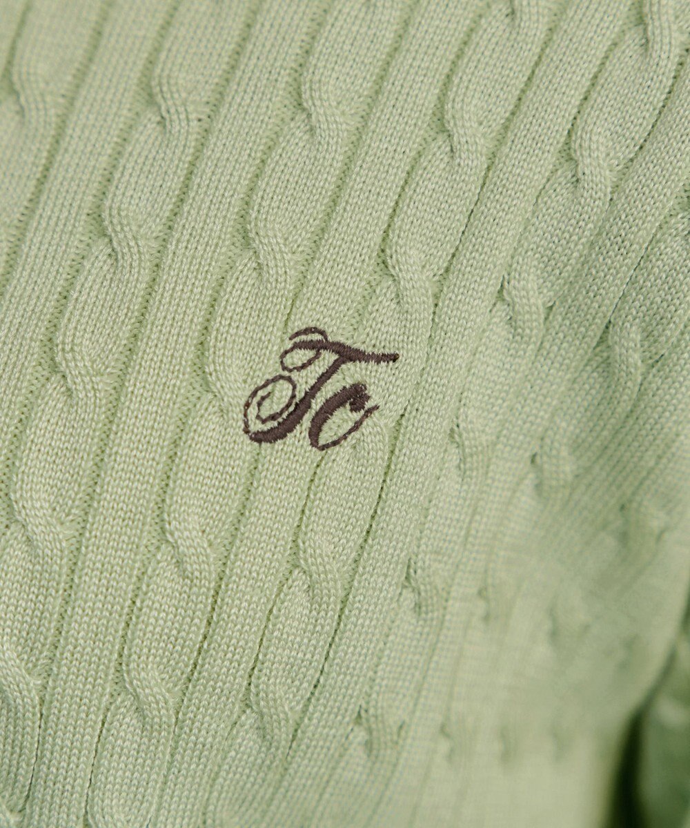 Tiaclasse ワンポイント刺繍ケーブルカーディガン 