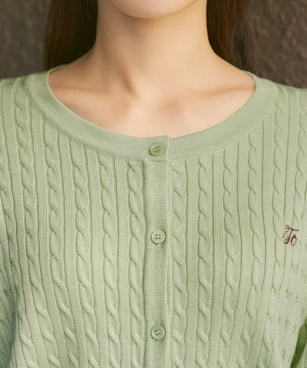 Tiaclasse ワンポイント刺繍ケーブルカーディガン 