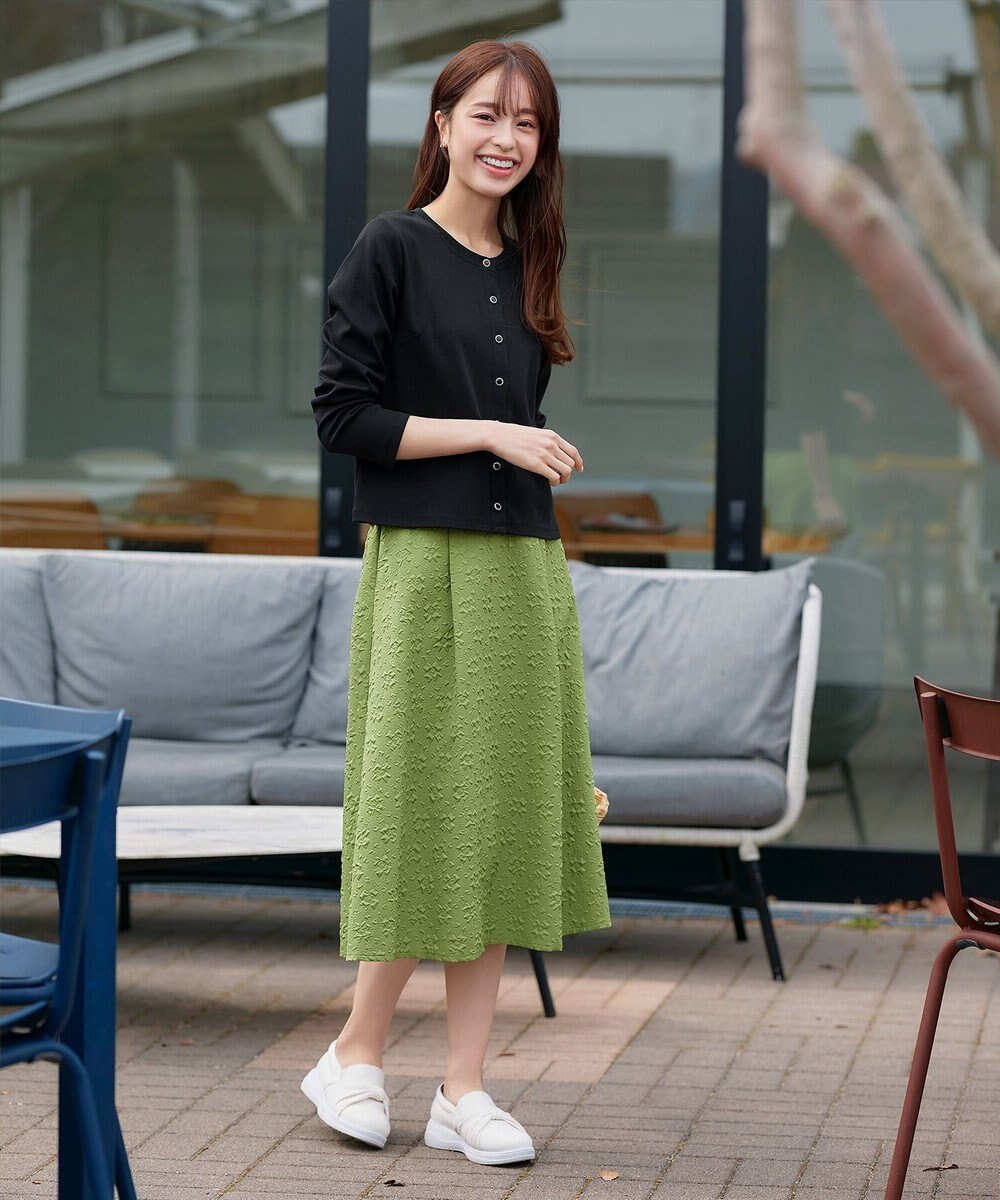 Tiaclasse 【小倉優子さん着用・洗える・接触冷感・汗ジミ防止】“サマさまカットソー”フレームボタンカーディガン 