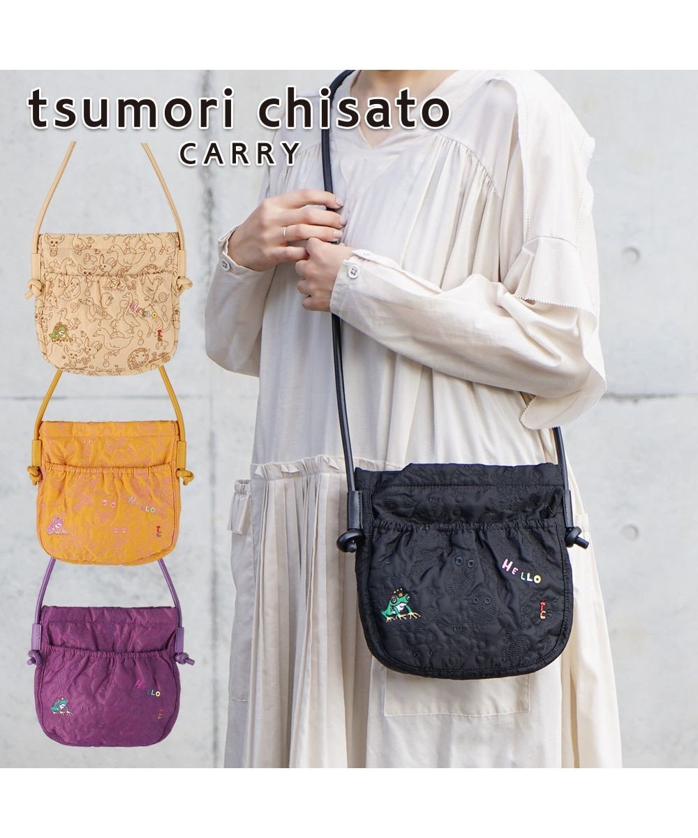 tsumori chisato CARRY 森のどうぶつ刺繍 ショルダーバッグ ブラック