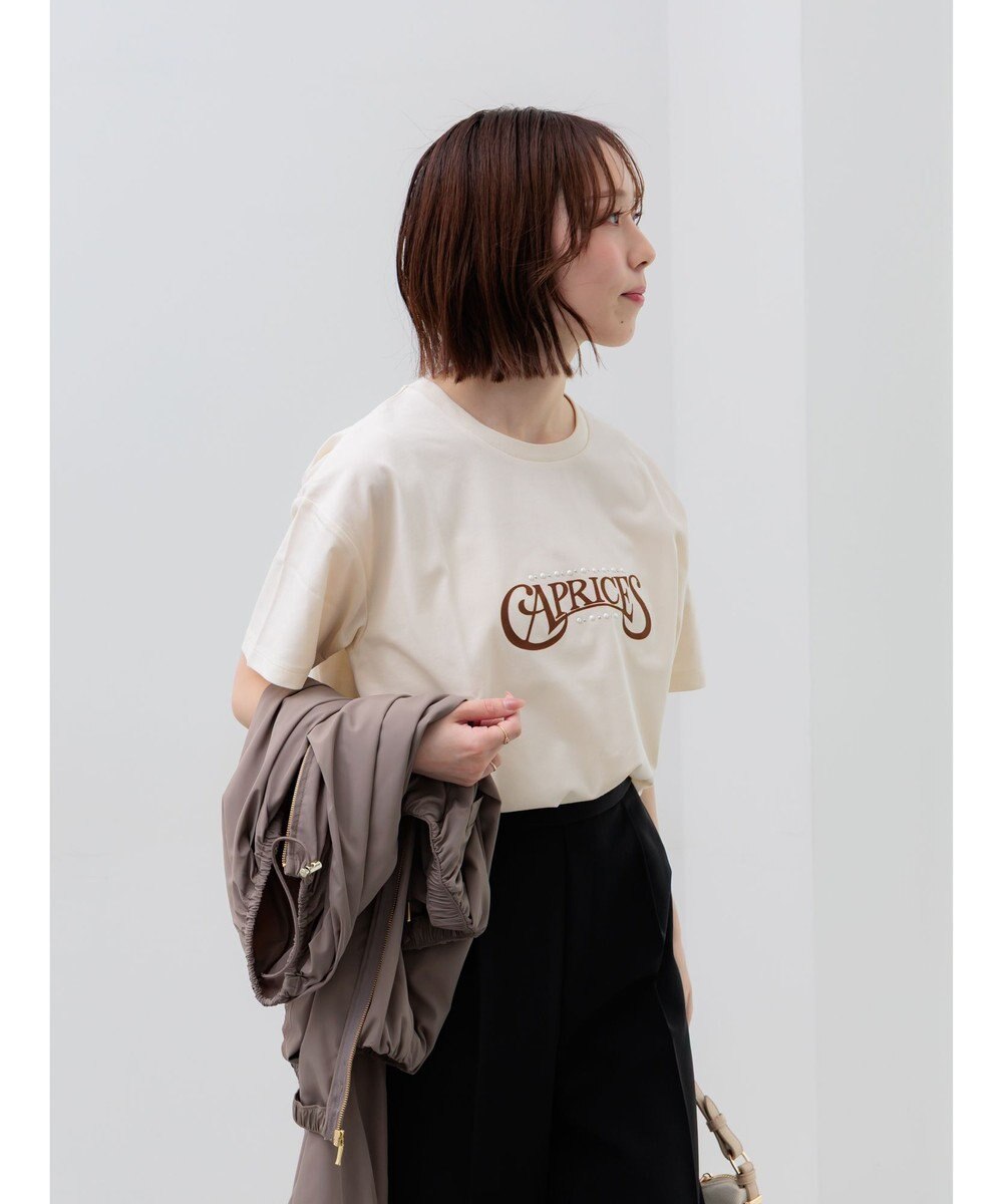 Te chichi パール&ロゴプリントTシャツ 