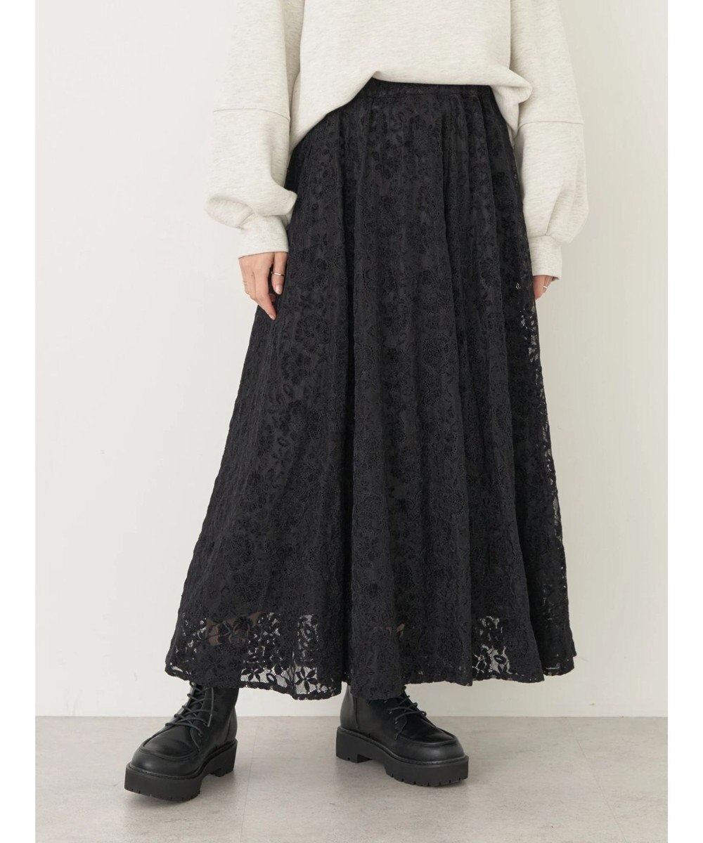 earth music&ecology 起毛レースフレアスカート 