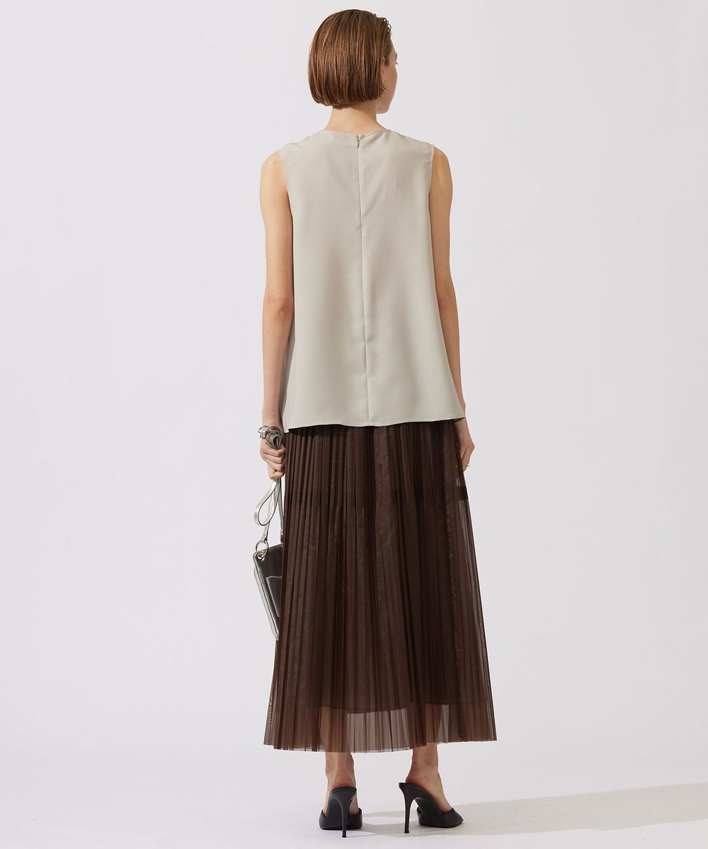 ICB 【接触冷感・UVケア・速乾・洗える】 FluidBackSatin ノースリーブブラウス 