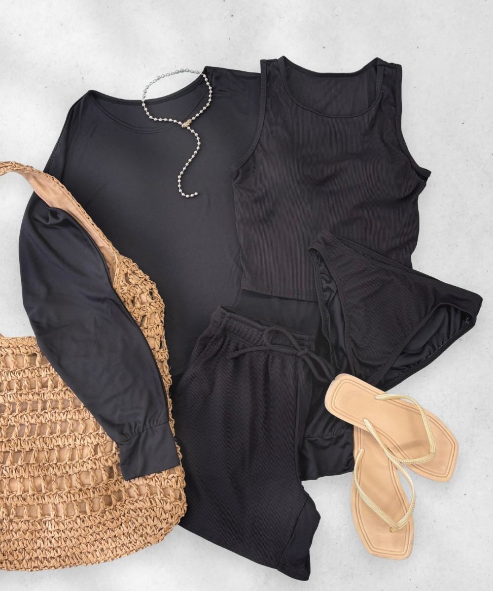 OP／FILA 【ocean pacific】ラッシュガード付き水着4点セット タンキニデザイン 