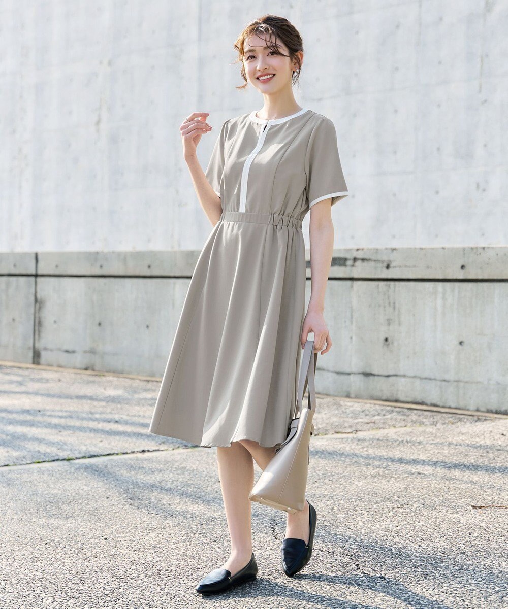 Tiaclasse L 配色フレアワンピース 