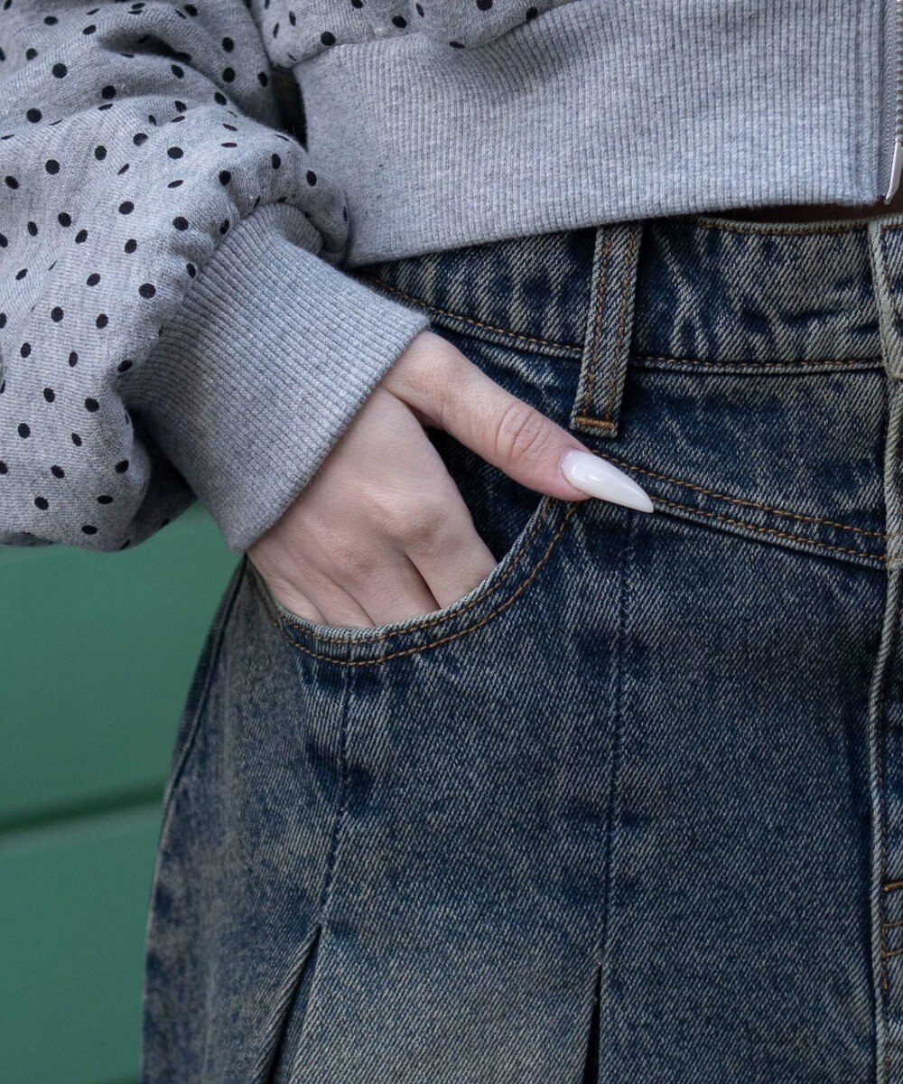 WEGO デニムプリーツミニスカート 