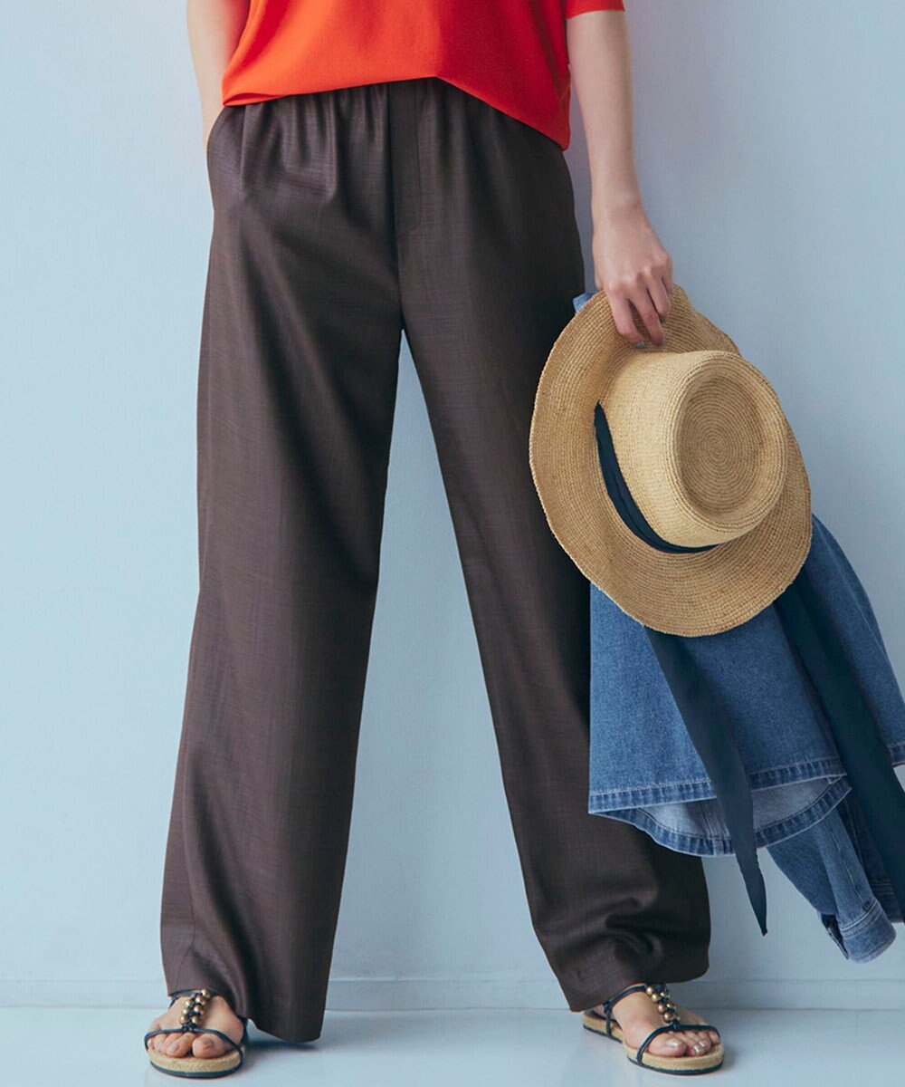 23区 【接触冷感/UVカット/洗える】ドライスラブストレッチ ワイド パンツ 