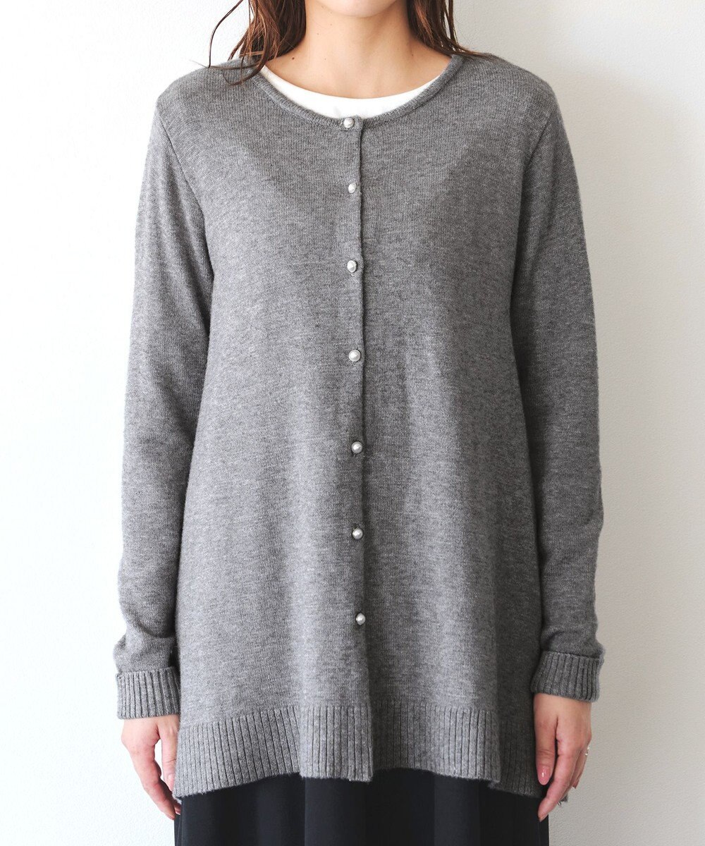 Tiaclasse 【洗える】ラウンドネックミドル丈ニットカーディガン 