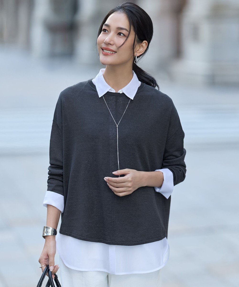 ICB リネンレーヨンハイゲージ プルオーバーニット 