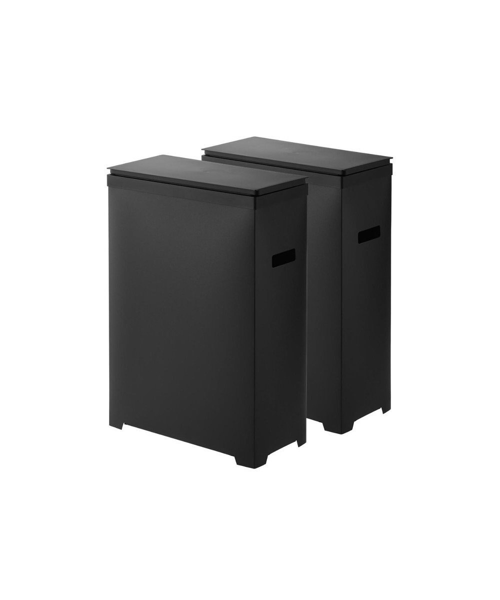 tower スリム蓋付きゴミ箱 タワー 横開きタイプ 2個組 ブラック 