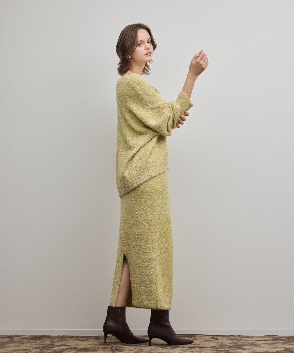 GRACE CONTINENTAL ラメフェザーニットスカート 