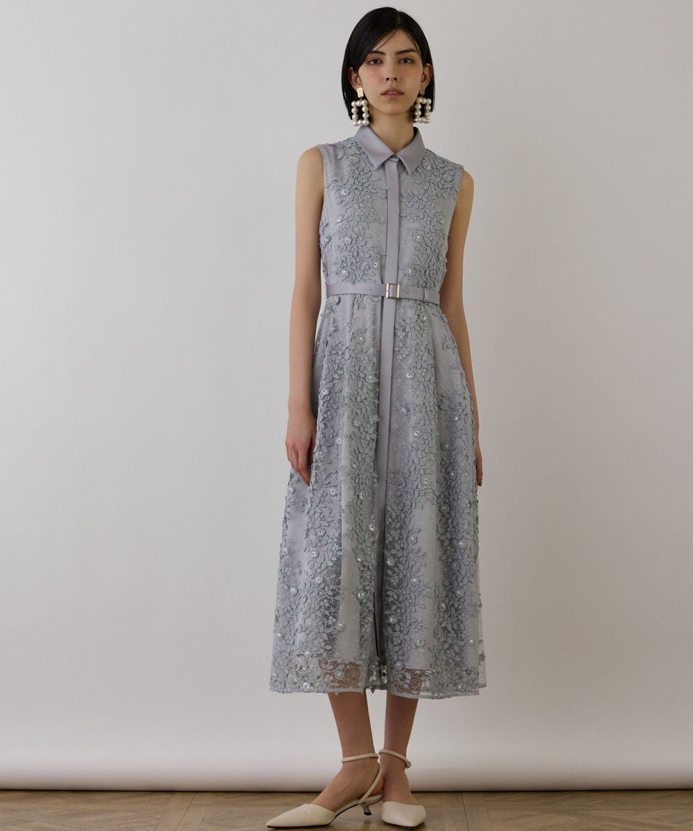 GRACE CONTINENTAL フラワーライン刺繍ワンピース 