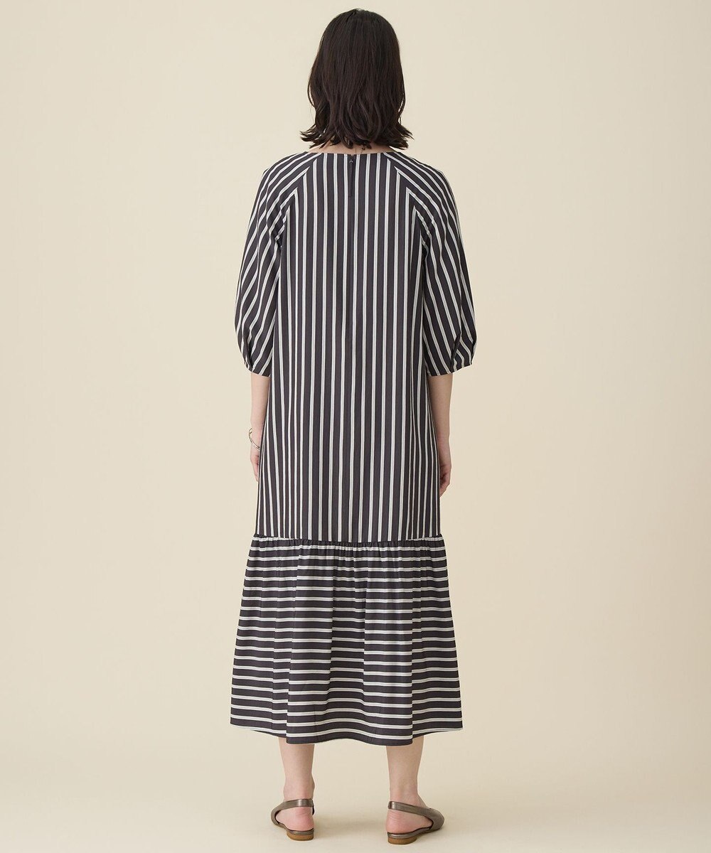 自由区 L 【17号サイズまで展開】ビスコースナイロンドビーストライプ ワンピース 