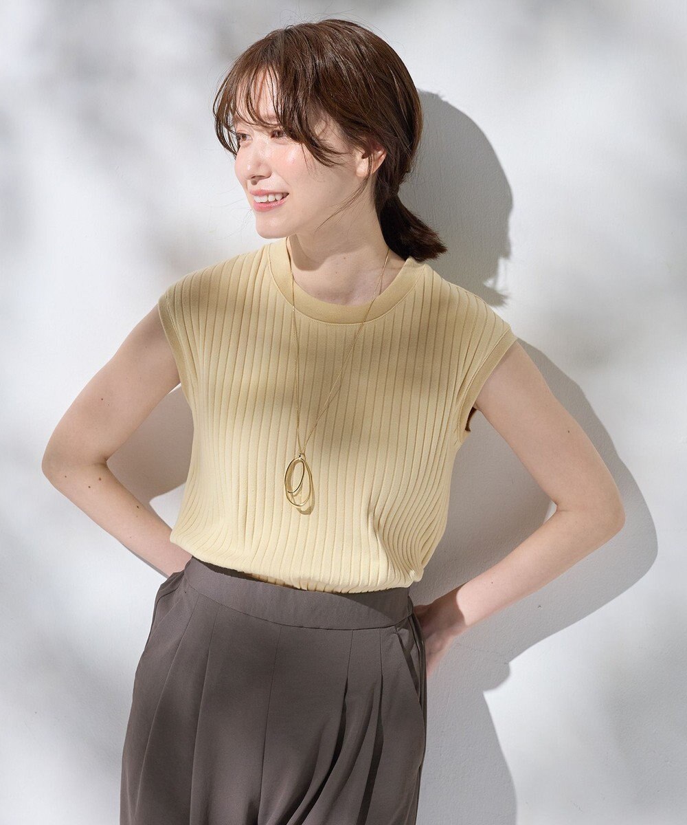 ANY L 【洗濯機可/接触冷感/UVカット】汗ジミ防止テレコノースリーブプルオーバー 