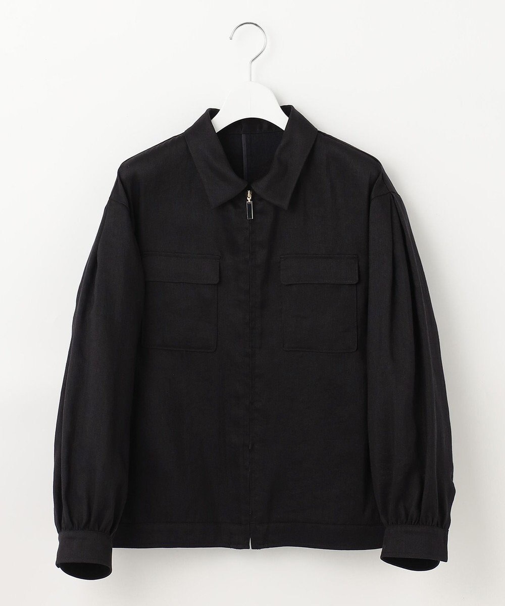 自由区 【XSサイズ～/洗える】ブライトリネンファイユ ジップアップブルゾン 