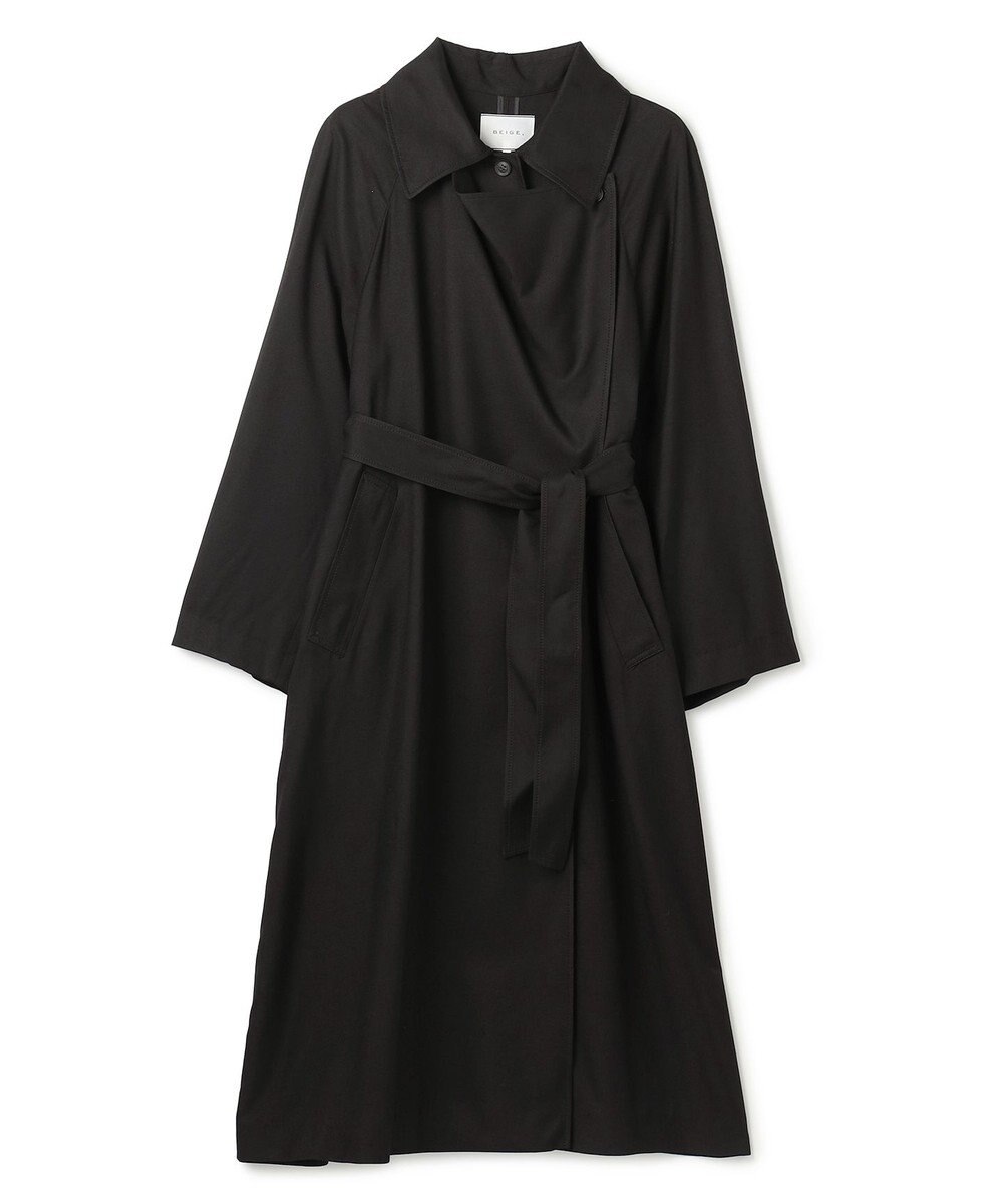 BEIGE， COBURN / シルク混ロングステンカラーコート 