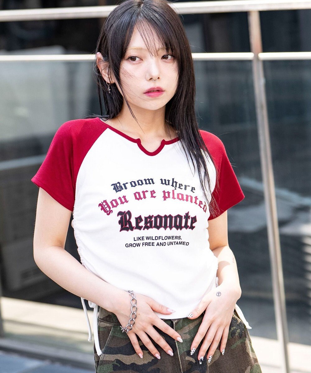 WEGO キーネックサイドレースアップちびT 