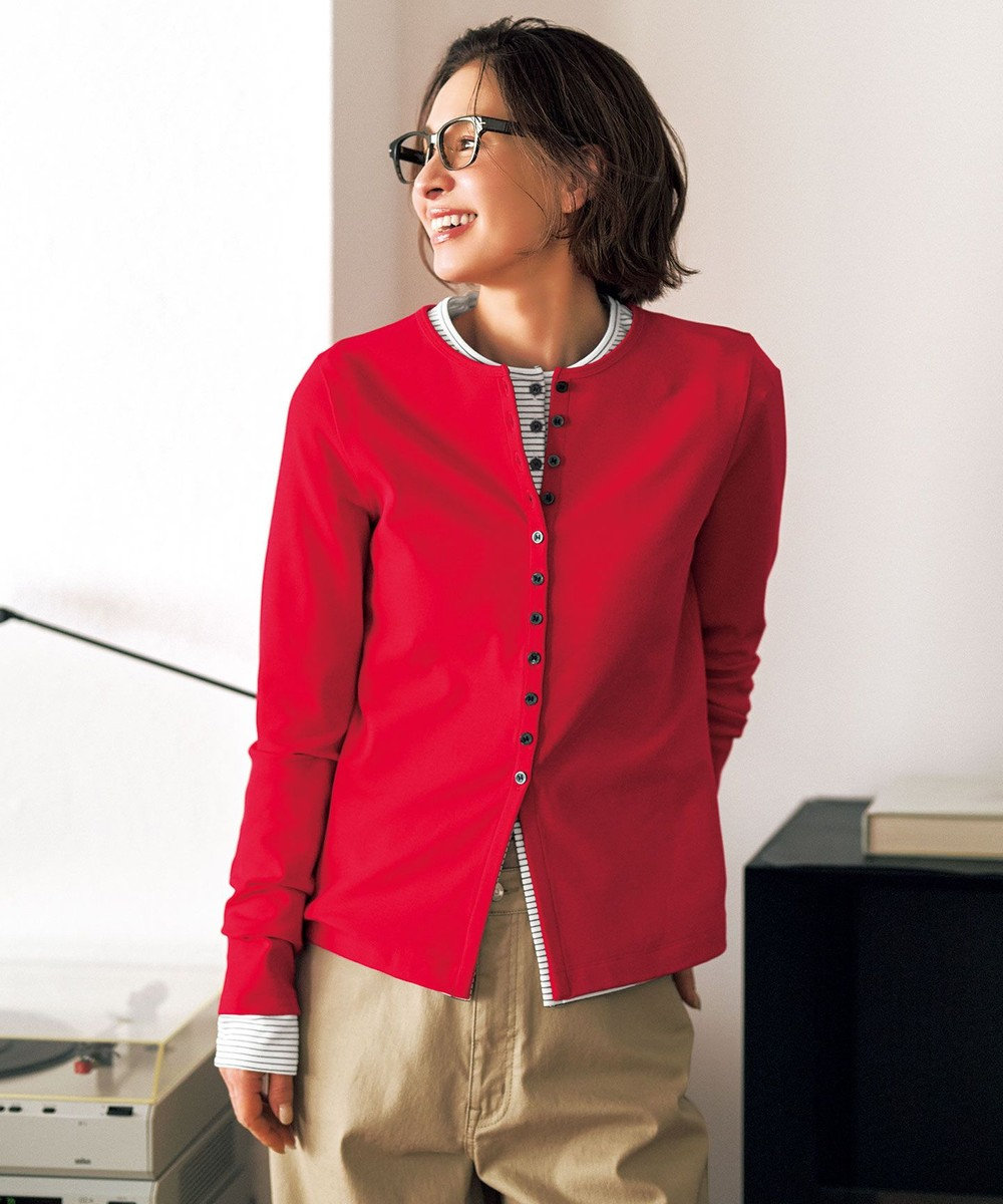 UNFILO ドライタッチリブ カーディガン 