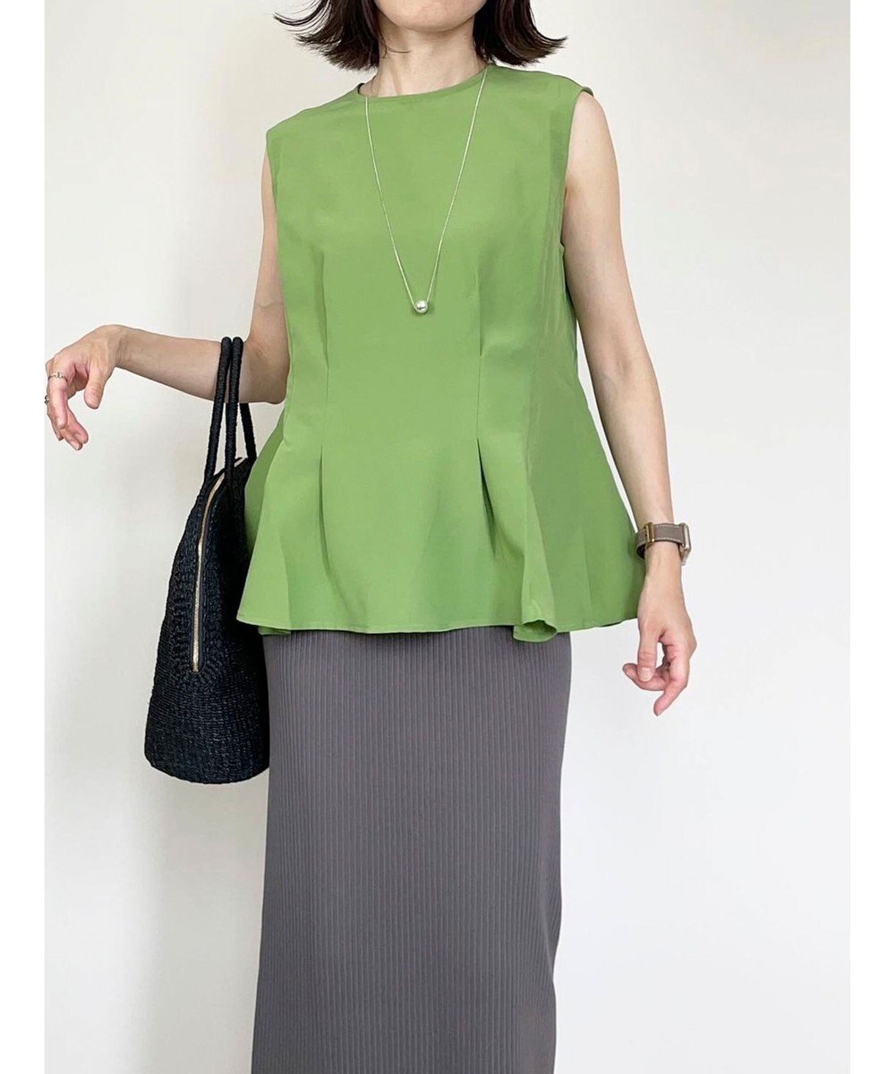 Green Parks AnriettMusee ノースリーブタックペプラムブラウス 