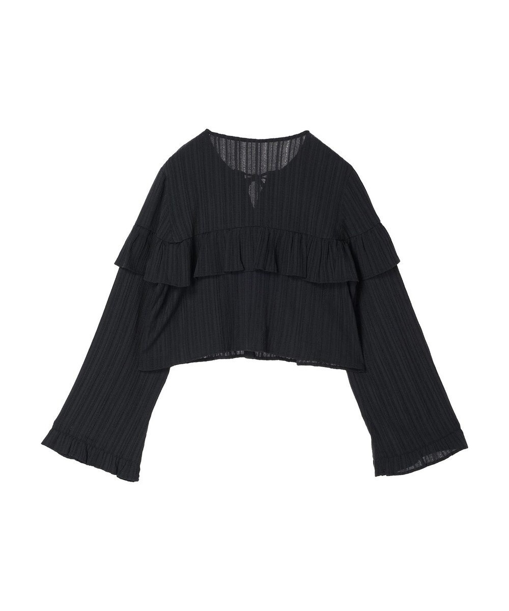 earth music&ecology フリル切替えショートブラウス 