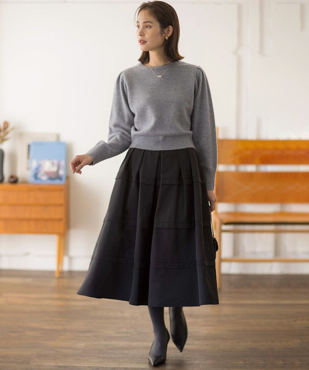 組曲 フリルタフタ フレアスカート 