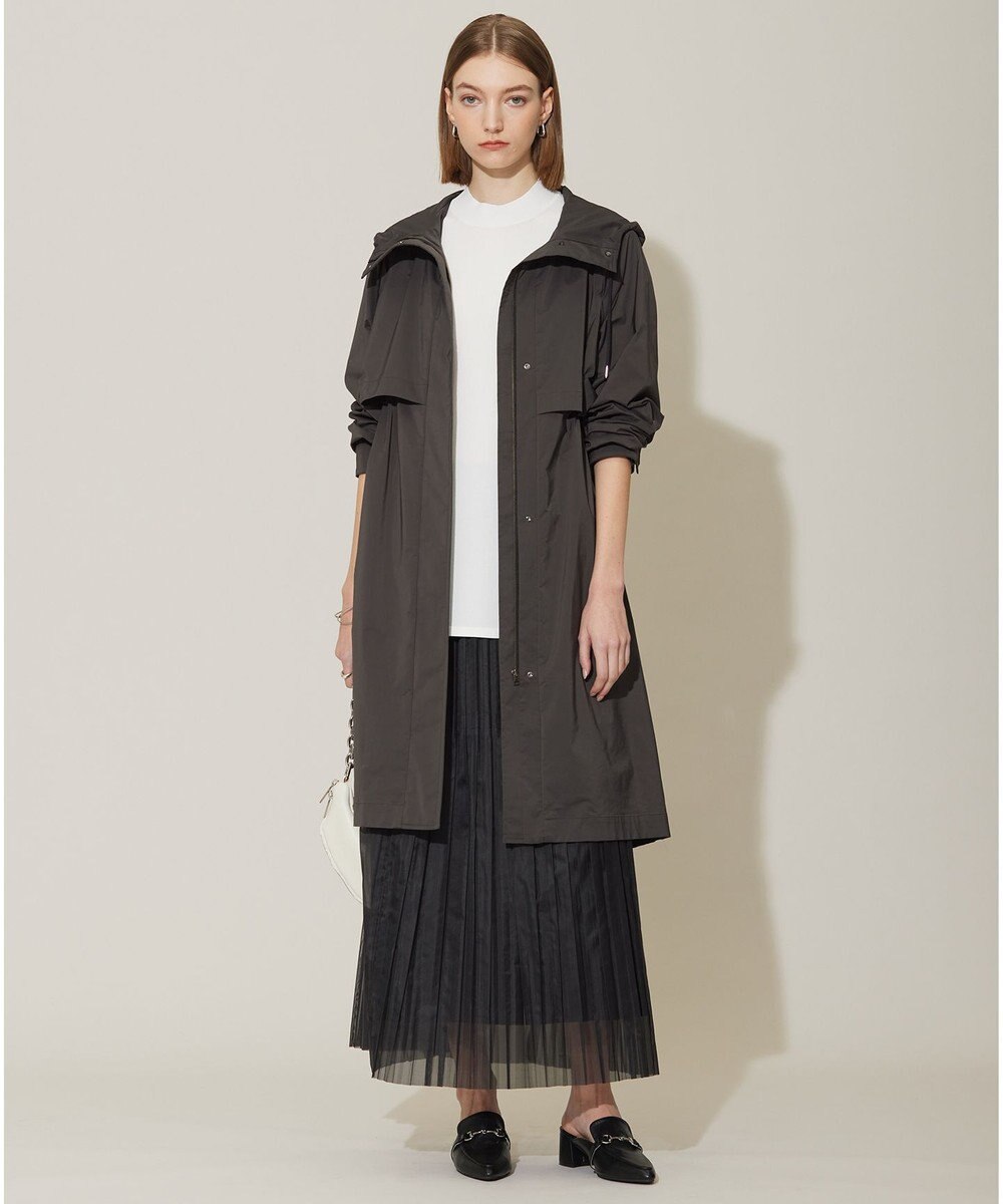 ICB 【撥水加工】 メモリーストレッチタフタ フーデットコート 