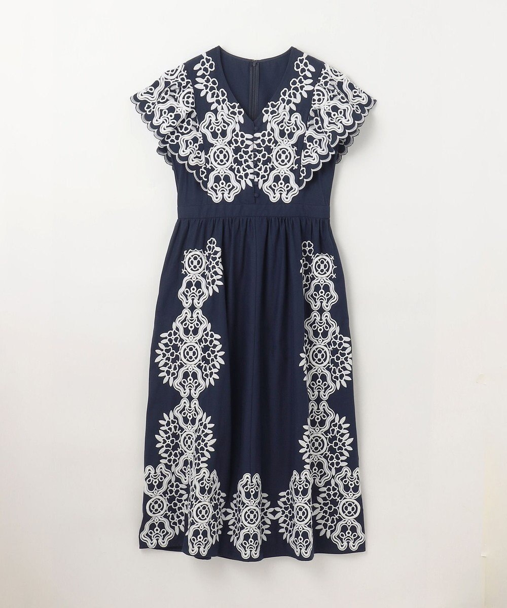 GRACE CONTINENTAL バイカラー刺繍コットンワンピース 