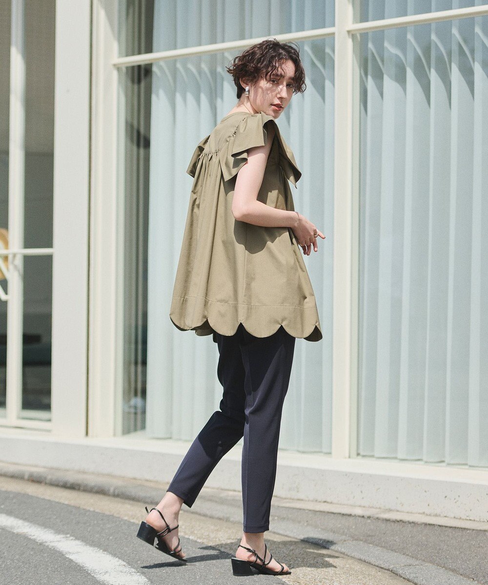 #Newans 【イージーケア】スカラップヘムチュニックブラウス 