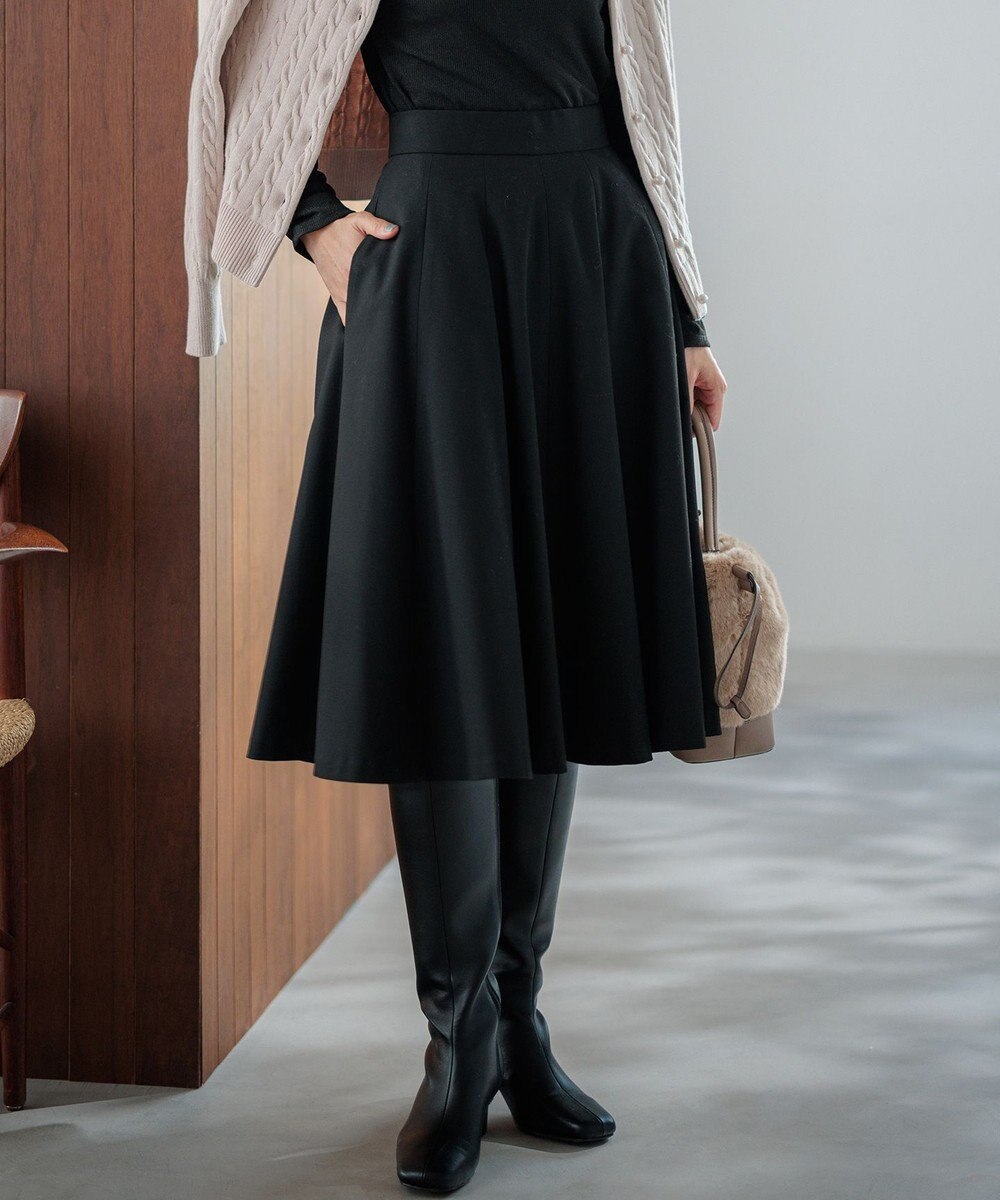 組曲 【WEB限定カラーあり】ウールライクストレッチ フレアスカート 