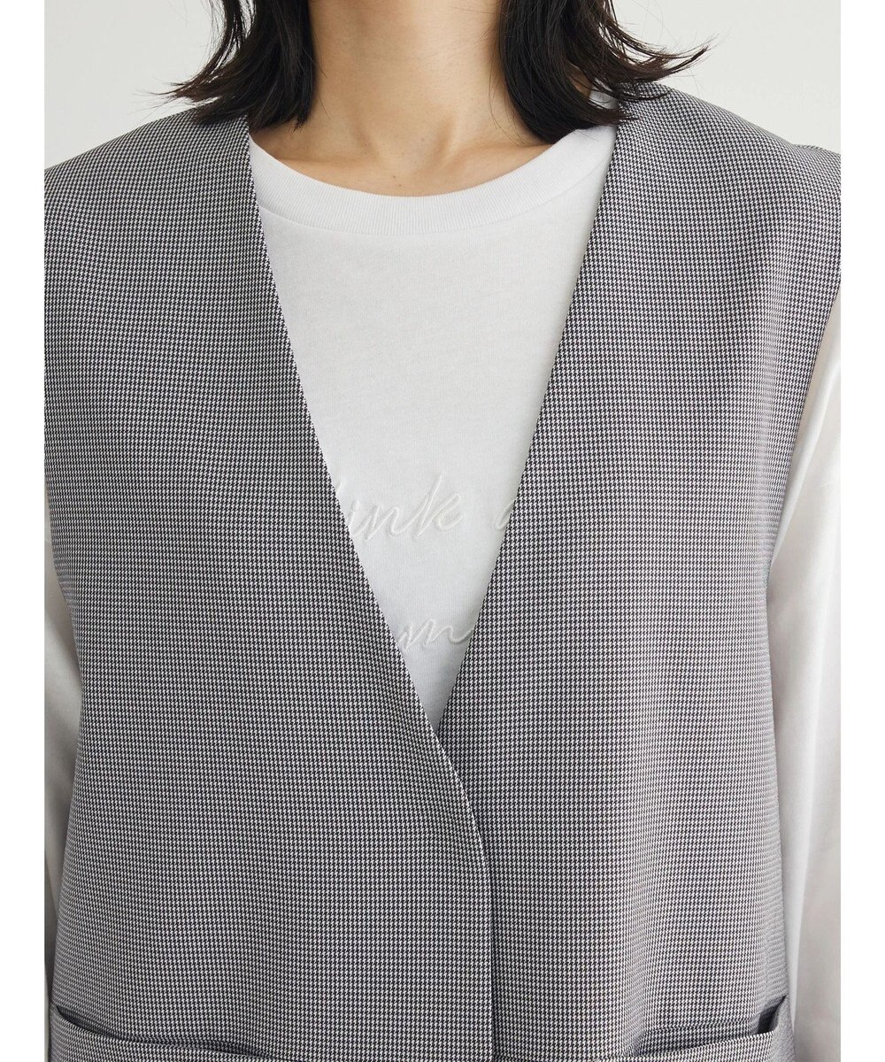 Green Parks きれいシルエット千鳥柄ジレ 