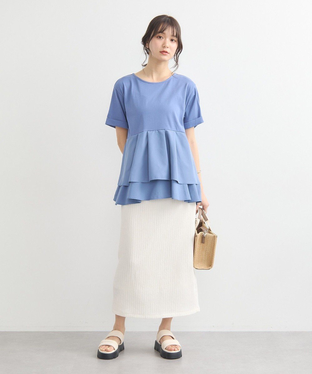 earth music&ecology 異素材バックプリーツチュニック 