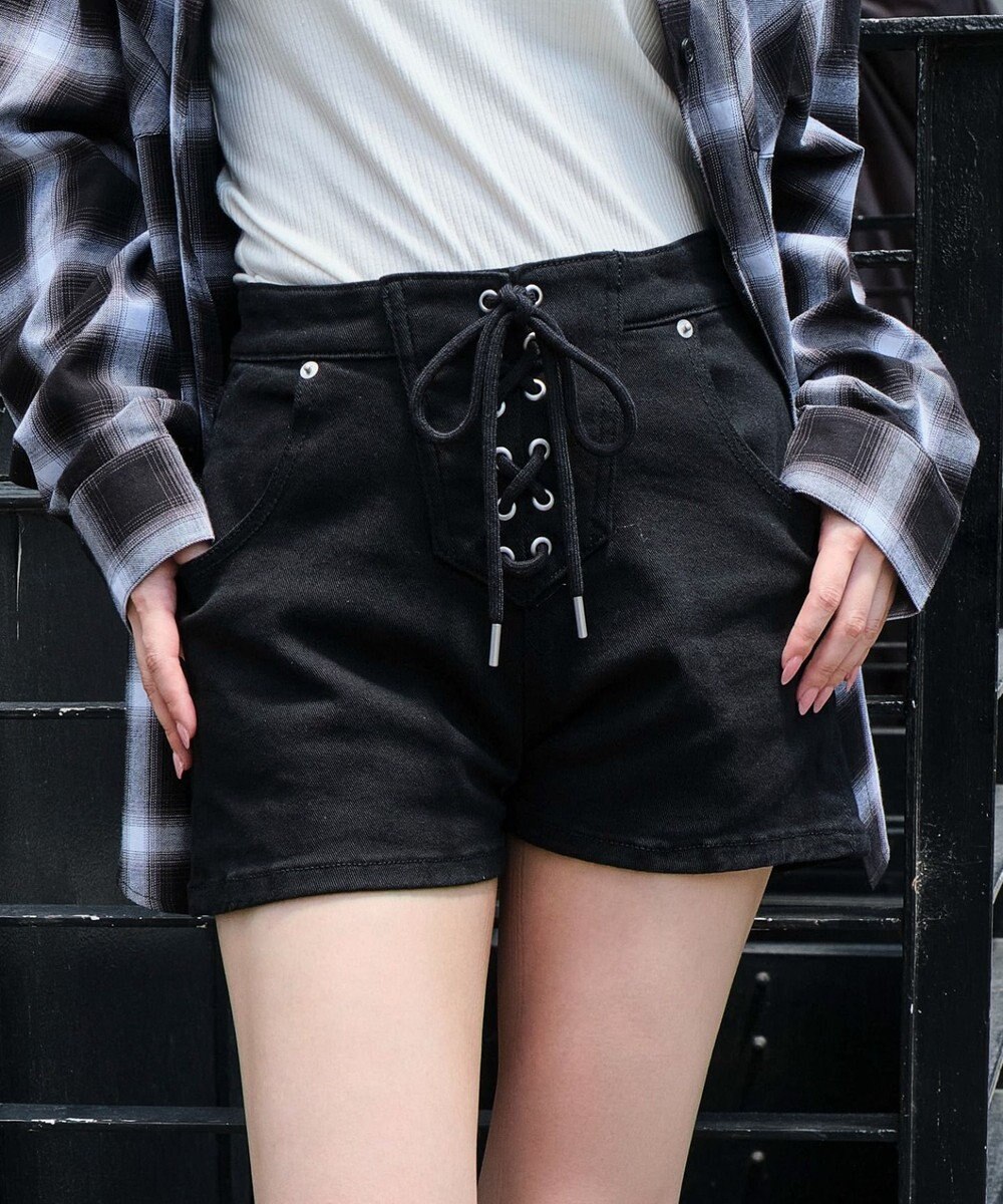WEGO レースアップデニムショートパンツ 