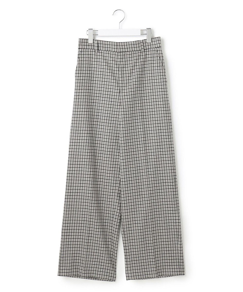 23区 L ウールミルドストレッチチェック ワイドパンツ 