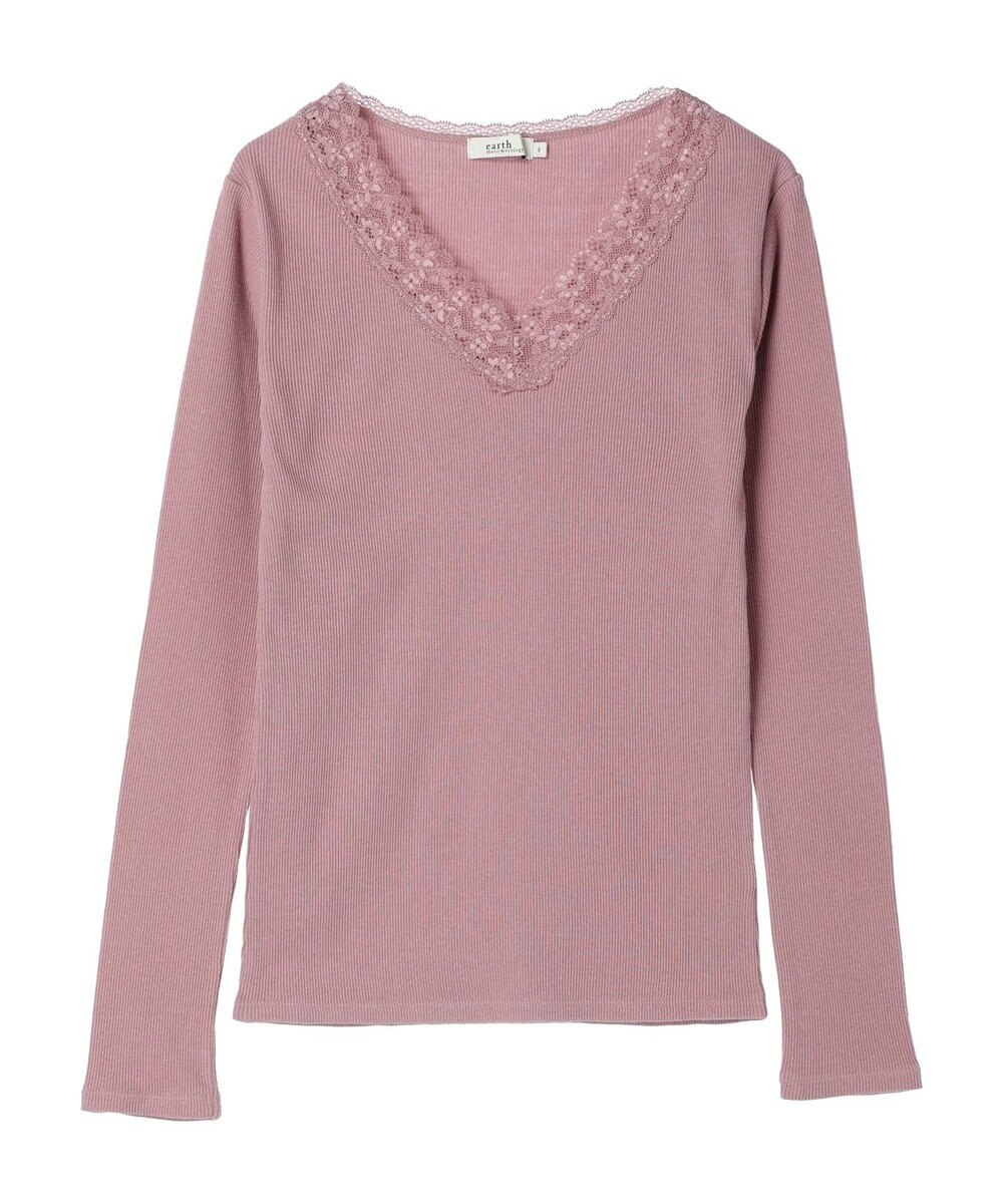 earth music&ecology レースＶネックテレコインナー 