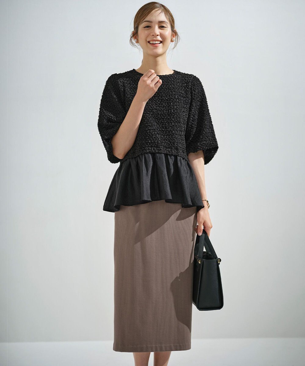 組曲 L シャーリングシフォン シアーペプラム ブラウス 