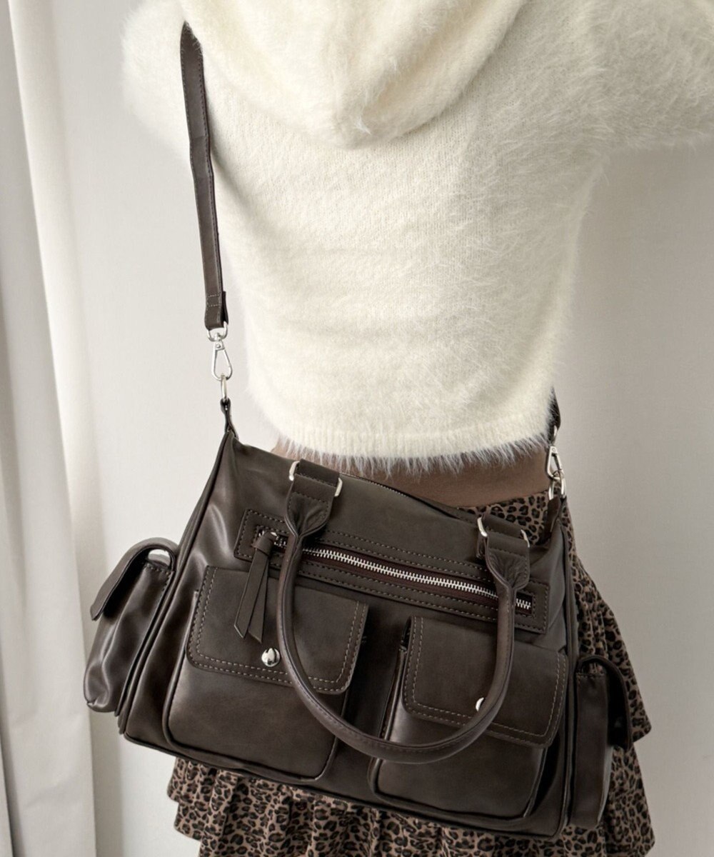 WEGO ポケットデザインボストンショルダー 