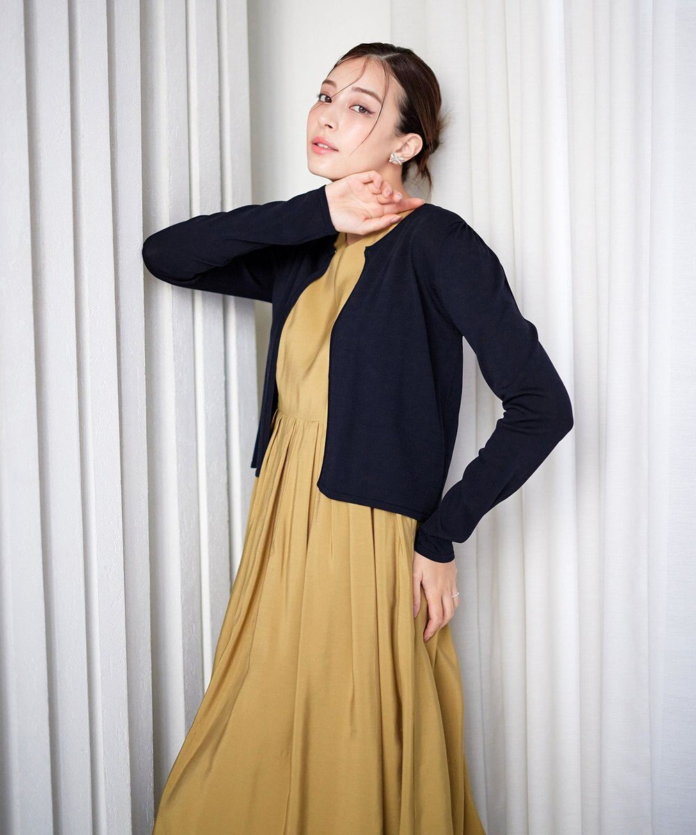 Tiaclasse L 【洗える】長袖サマーニットカーディガン 