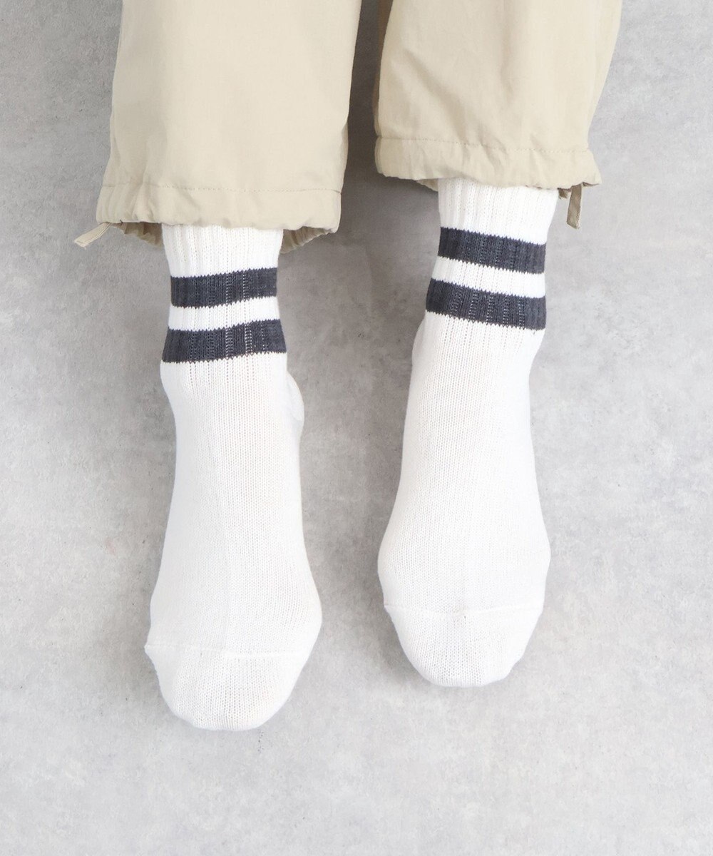 WHITE MAILS 【UNISEX】PAPER STRIPE SHORT ソックス 