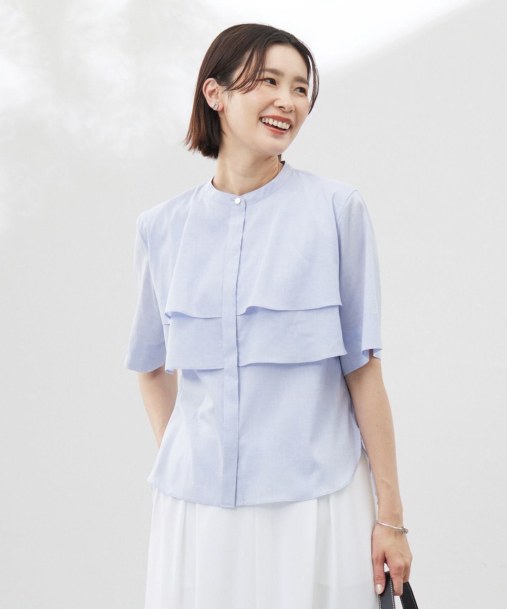 J.PRESS LADIES L 【洗える】ラミーポプリン ティアード ブラウス 