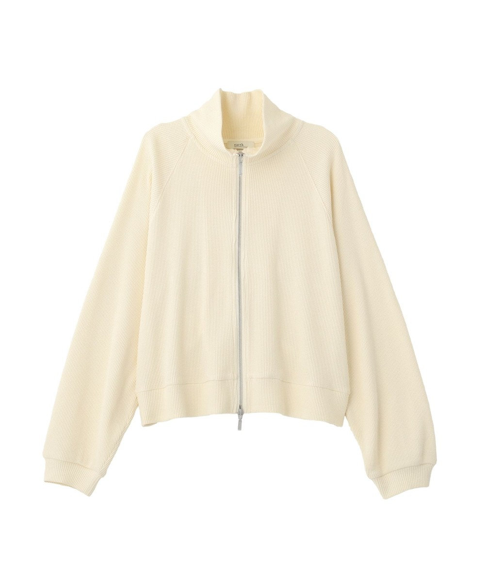 earth music&ecology 【予約】【綿100％】ダブルジップワッフルカーディガン 