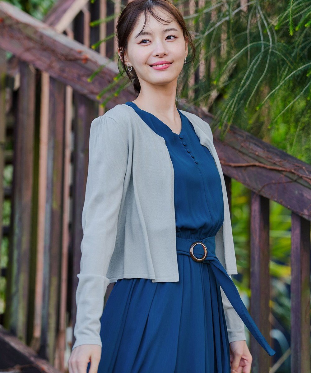 Tiaclasse L 【洗える】長袖サマーニットカーディガン 