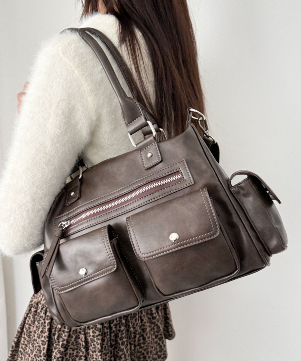 WEGO ポケットデザインボストンショルダー 