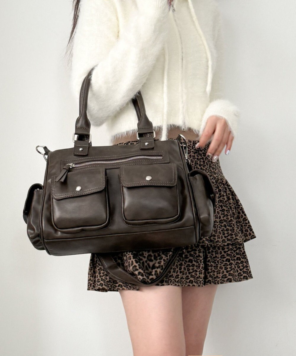 WEGO ポケットデザインボストンショルダー 